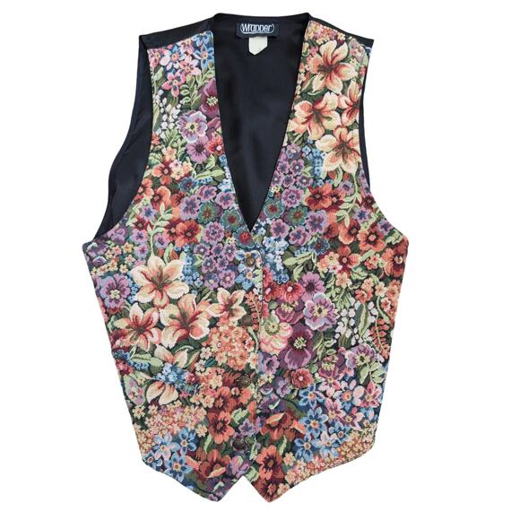 Vintage Floral Tapestry Vest Waistcoat Small Boho Cottagecore Indie Whimsical - Picture 1 of 5